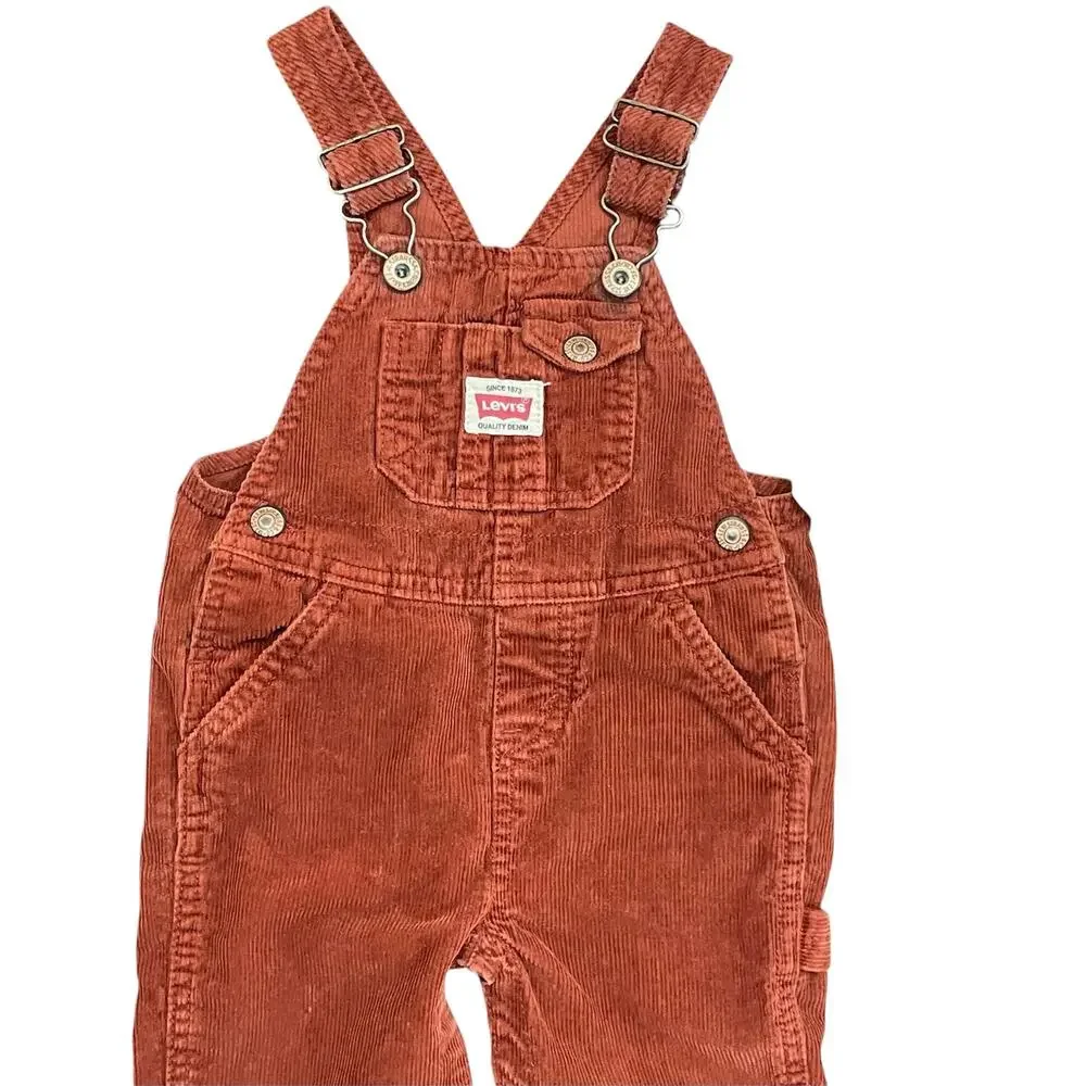 Vintage Levi's Brown-Rust Corduroy Overalls 100% Cotton Kid's Baby Size 12 Mo.